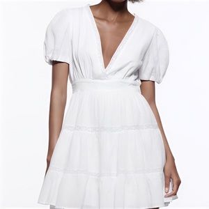 Zara Lace Insert White Dress